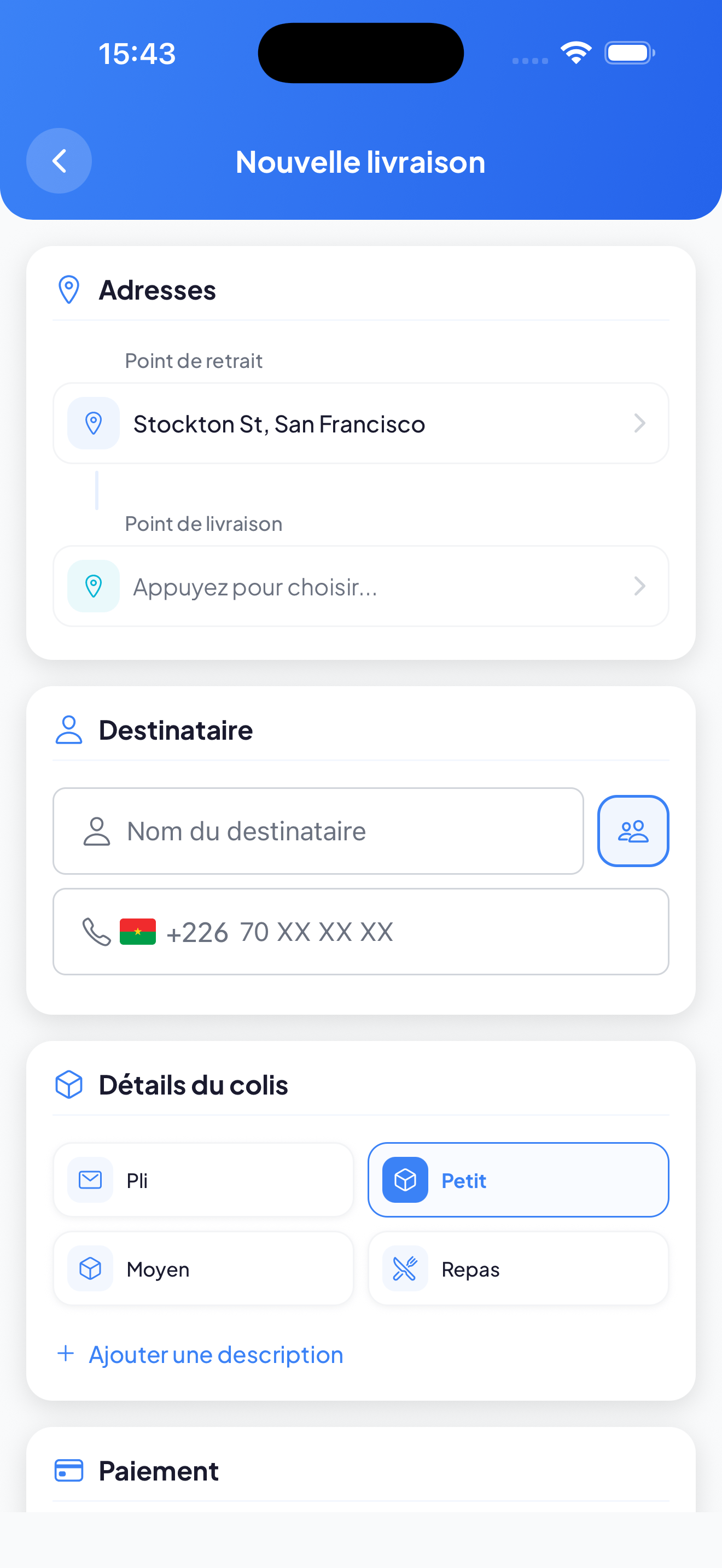 Commander une livraison en quelques gestes