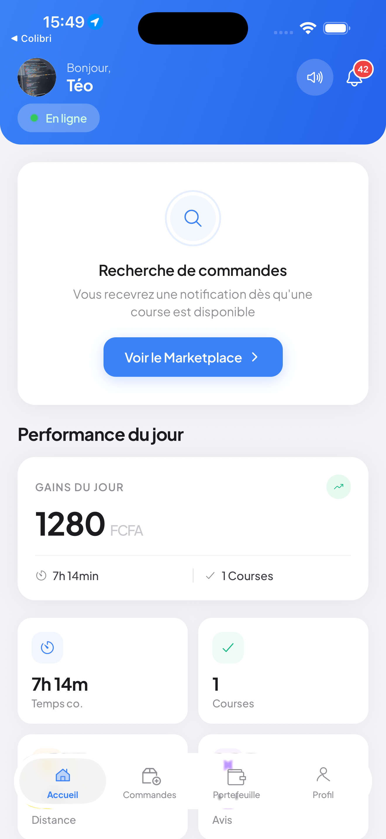 Un espace coursier et une console admin