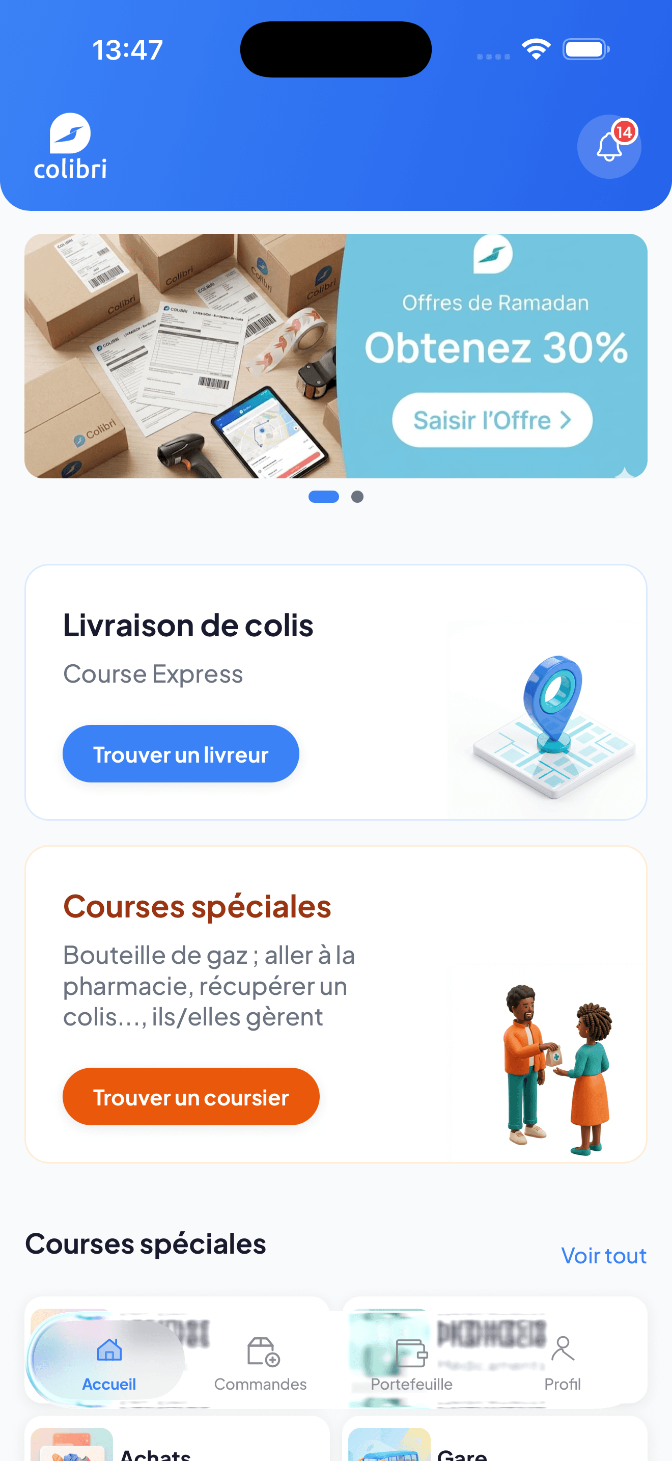 Aperçu de l’accueil Colibri